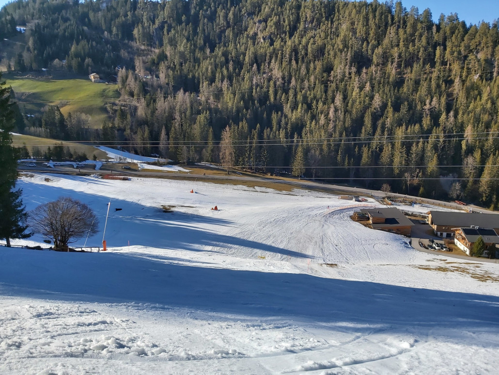 Unten wird der Schnee schon knapp.