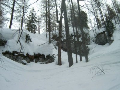Im Wald gibts immer wieder Tobel und Felsabbrüche - nicht ungefährlich, v.a. bei schlechter Sicht