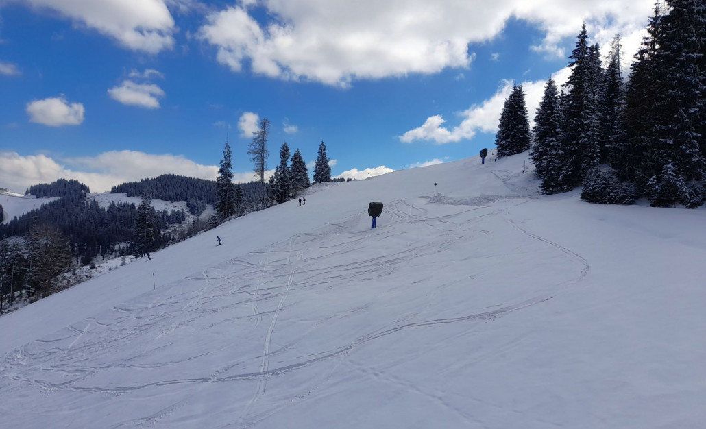 Piste 60 Richung Neualm/Mittelstation Scheffau: gut