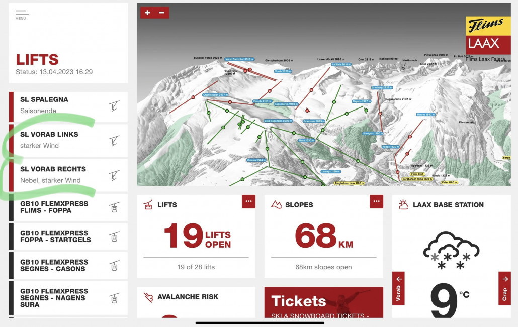 Screenshot live.laax.com, aufgenommen am 13.04.2022, 16:29 Uhr
