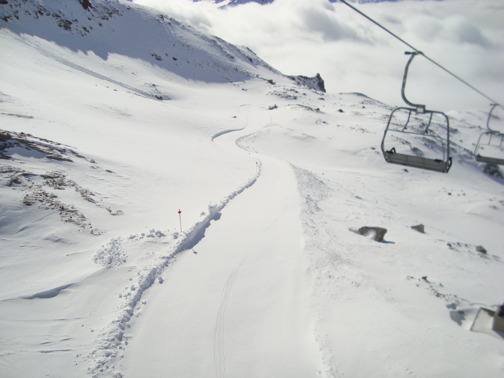 Skiroute Schlegeis wo früher die schwarze Piste war.