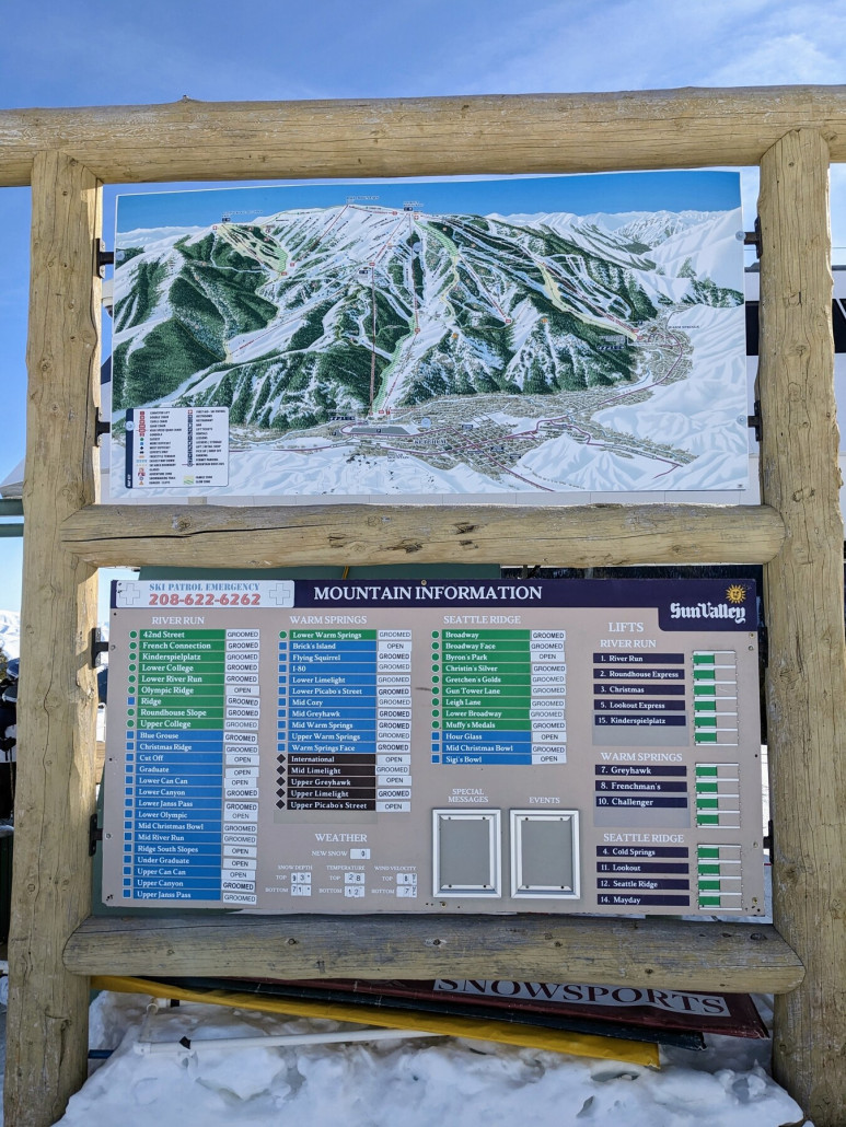 So muss Skigebietsübersicht. Grosser Plan plus sämtliche offenen und frisch präparierten Pisten. Chapeau!