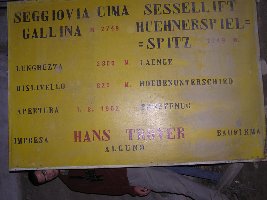 Schild im Keller der Talstation mit technischen Daten