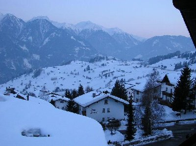 Blick aus dem Fenster, Sonnenuntergang