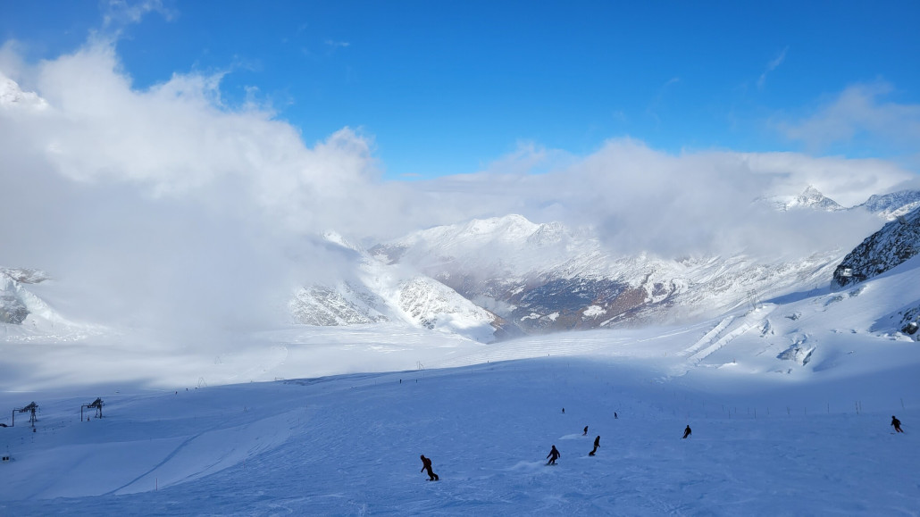 Piste oben an den Gletscherliften