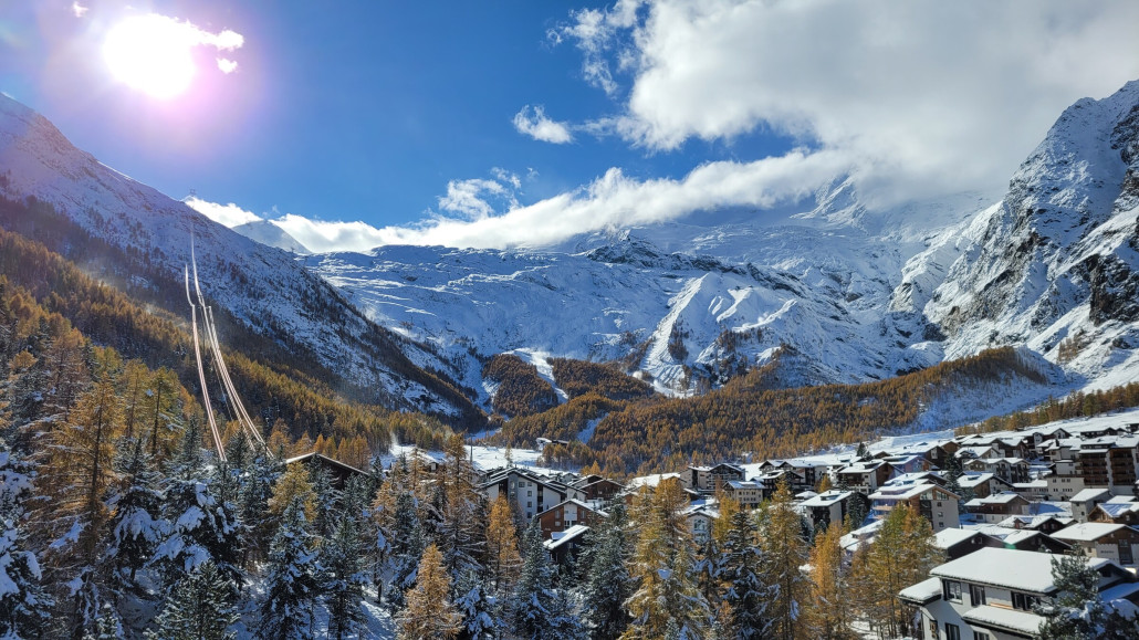 Gelbe Lärchen im Schnee