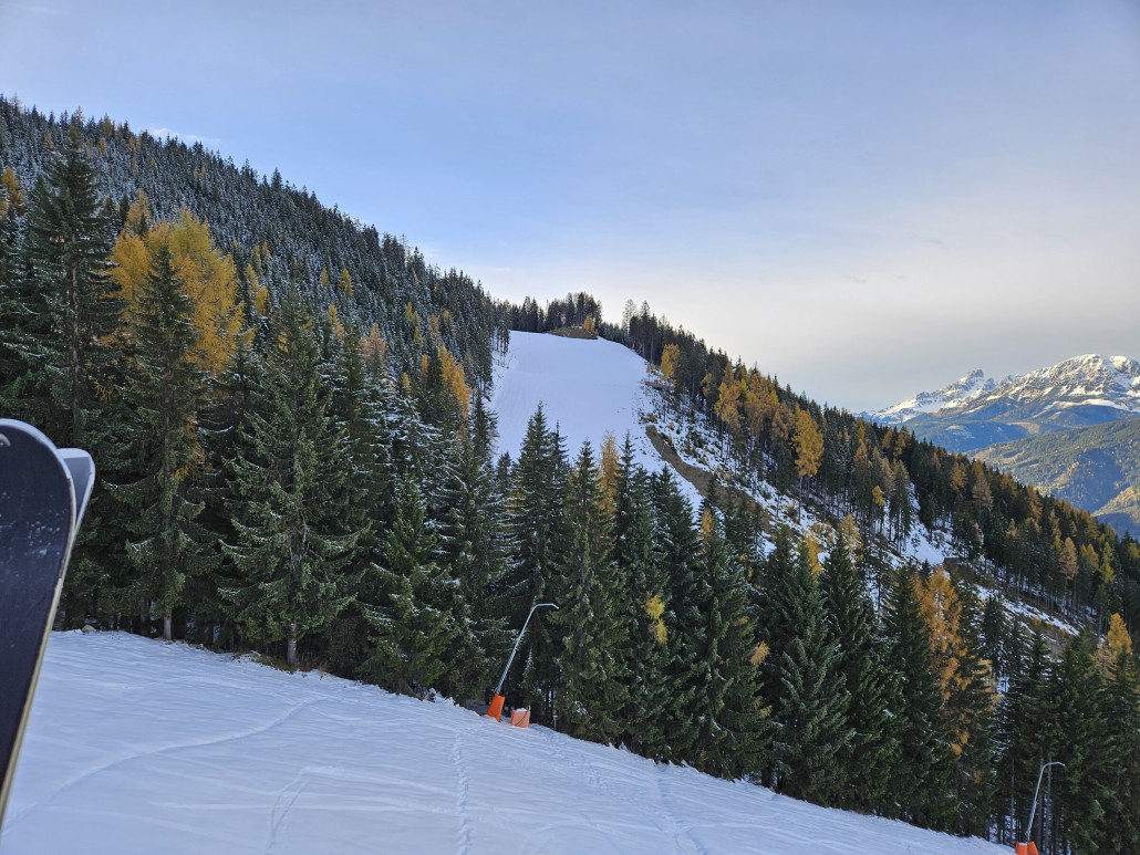 Die Preuneggpisten wurden noch gar nicht beschneid.