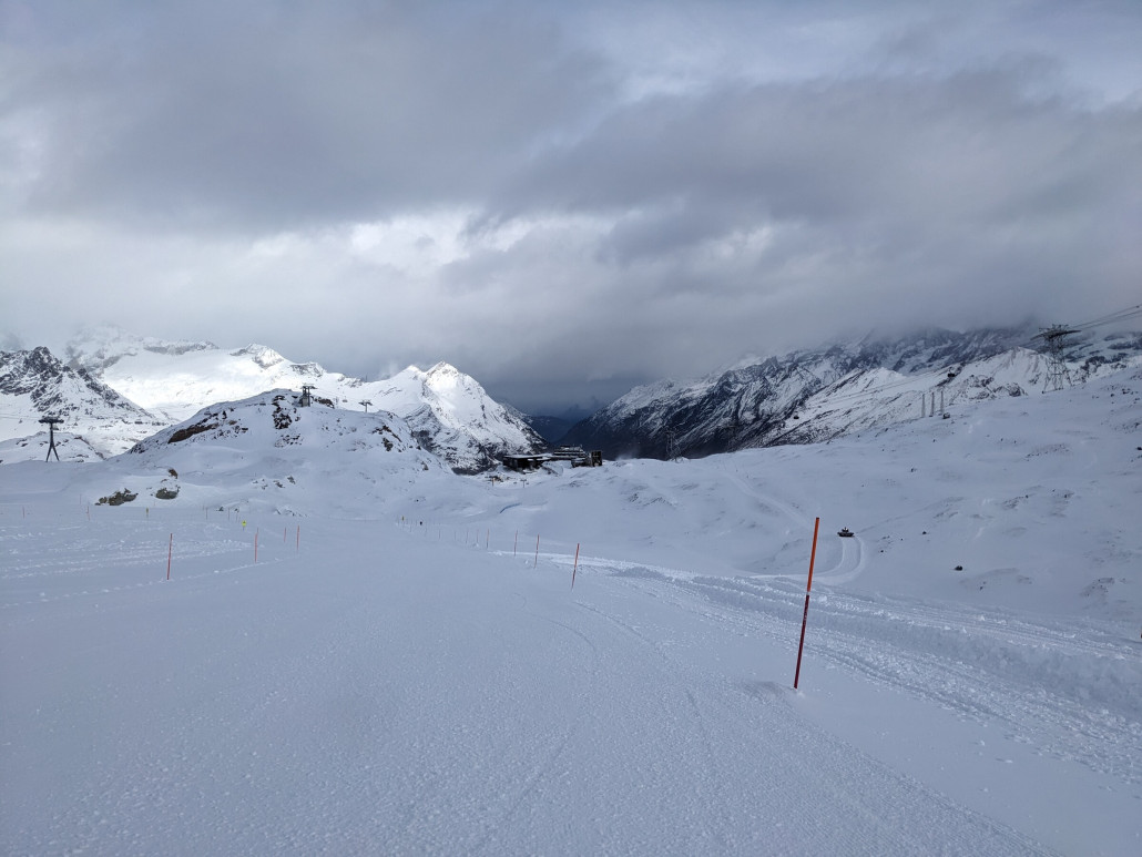 Gandegg-Piste, gut zu fahren aber windig.