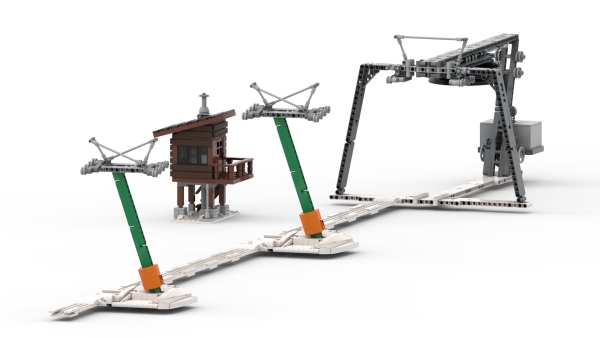 Stützen, Hütte und Bergstation.