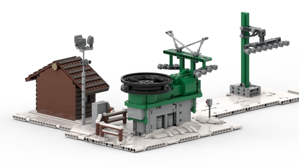 Ich weiß, die Rückseite der Hütte ist nicht gerade ihre Schokoladenseite, aber irgendwo muss man anfangen, Teile (und Geld) zu sparen... Dafür gibt's als weitere Details eine nette Umzäunung sowie eine Flutlichtanlage.