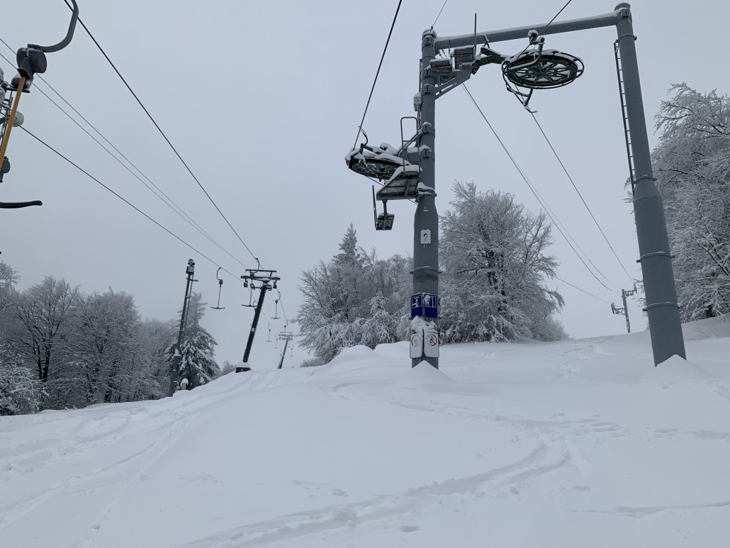 100m vor Bergstation trennen sich Poma KSSL und der Ankerschlepper