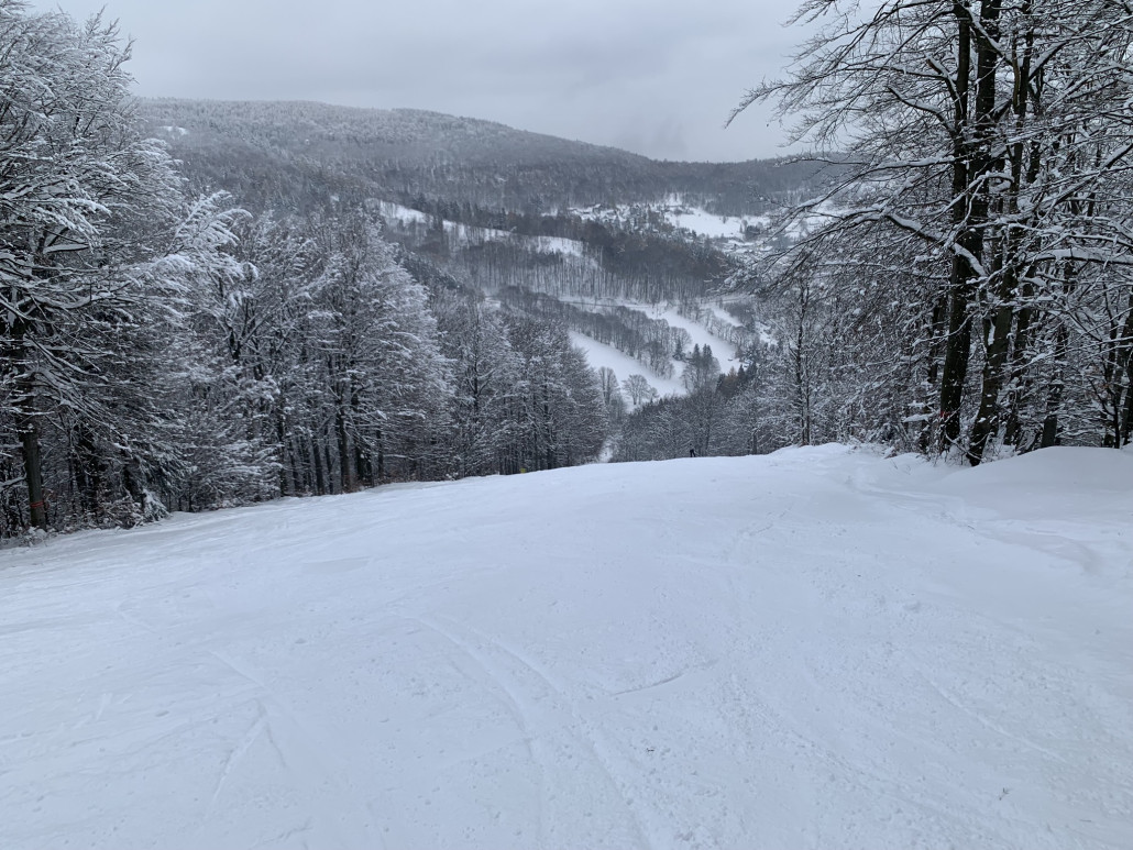 nach dem 1/3 der (4), ab hier wird es etwas steiler - auf ganzer Länge hängt die Piste etwas nach links --- habe von Piste (4) eher weniger Aufnahmen, dafür hätte ich ein Video von der ganzen Abfahrt, falls jemand besonderes Interresse hat ---