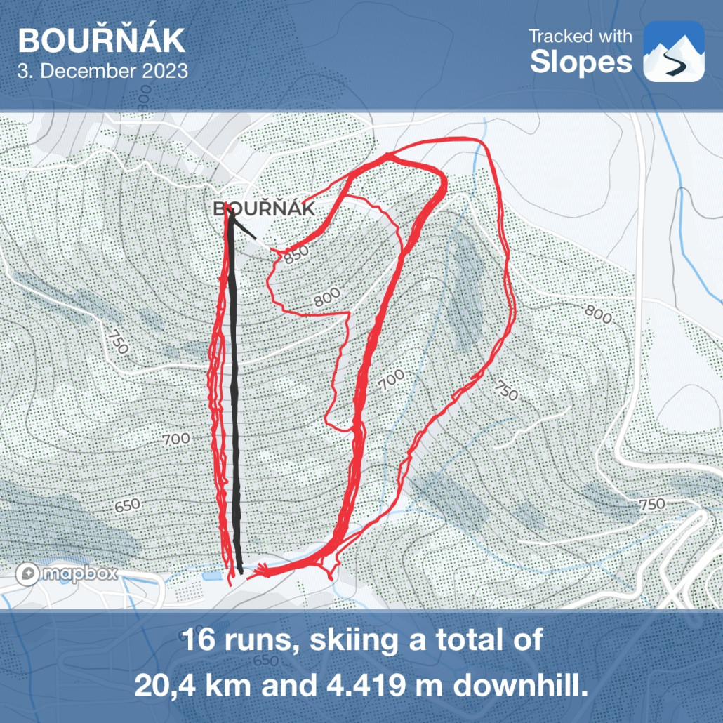 Noch kurz meine getrackten Abfahrten - naja, bin noch nicht ganz in Form + die Slalomak sowie die Route haben echt angestrengt
