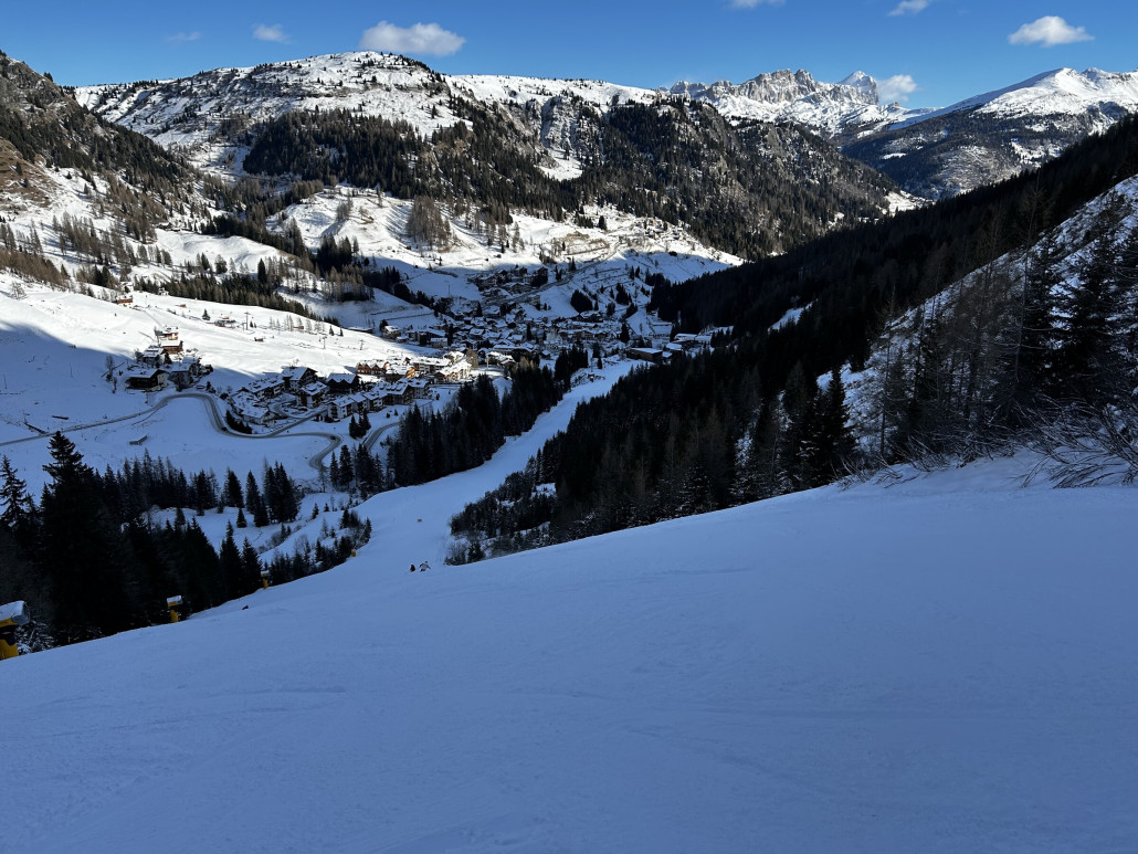 Die besten Pisten waren heute an der Porta Vescovo. Generell geht es in den höheren besser, da es unten reingeregnet hat.