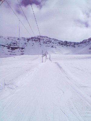 Also schnell zurück nach Valmorel. Zuerst mit dem Rocher-Blanc-Stangenschlepper ...