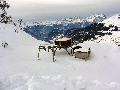 Abgebauter Lift La Combe2, dahinter La Combe 1