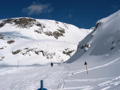 Landschaftlich sehr schöne Piste &amp;quot;Gours&amp;quot;, leider einige Flachstücke. Bei Gegenwind und Neuschnee ungünstig, da brauchts lange Ski