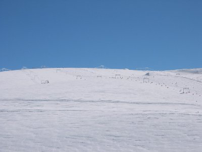 Auf der Eiskalotte laufen sechs Schlepplifte parallel, fast alle für den Sommerbetrieb. Von links: SL Muretouse, Dome Nord, Puy-Salié 1+2, Dome Sud, Soreiller