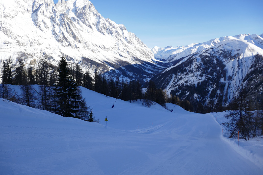 Ganz östliche Hintenrum-Abfahrt am Pre de Pascal. Komplett leer am Morgen.