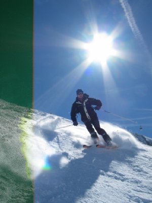 Meine Wenigkeit im Deversoir-Couloir. Schade um den Sonnenstreifen...