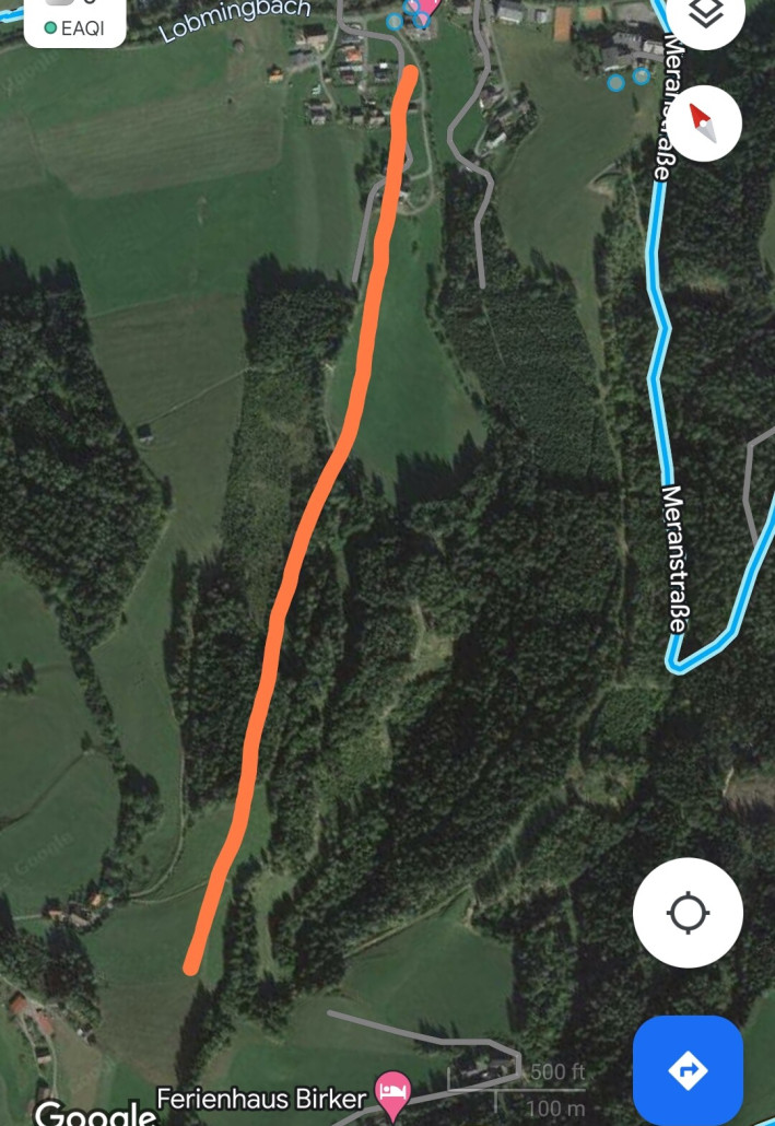 Trassenverlauf orange etwas daneben eingezeichnet