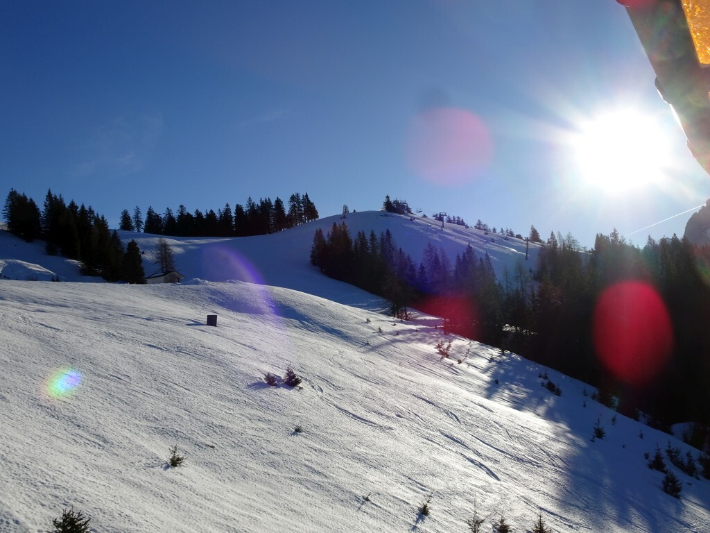 Ehemalige (?) beschneite Skiroute Wilde Hilde. Im Pistenplan nicht mehr eingezeichnet, im interaktiven Pistenplan hingegen schon. Meines Erachtens nach, macht man aus diesem Bereich um die Edtalm deutlich zu wenig. Da wären einige weitere Abfahrtsvarianten möglich, die dann auch zu Wiederholungen in dem Bereich einladen würden. So wie es zur Zeit ist, ist es eher ein reiner Verbindungsbereich zwischen Hornspitz und Zwieselalm.