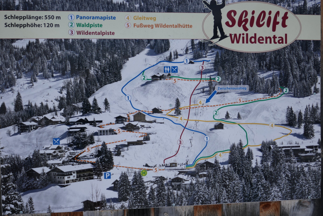 Pistenplan SL Wildental: Es werden aber noch mehr Varianten präpariert als hier eingezeichnet.