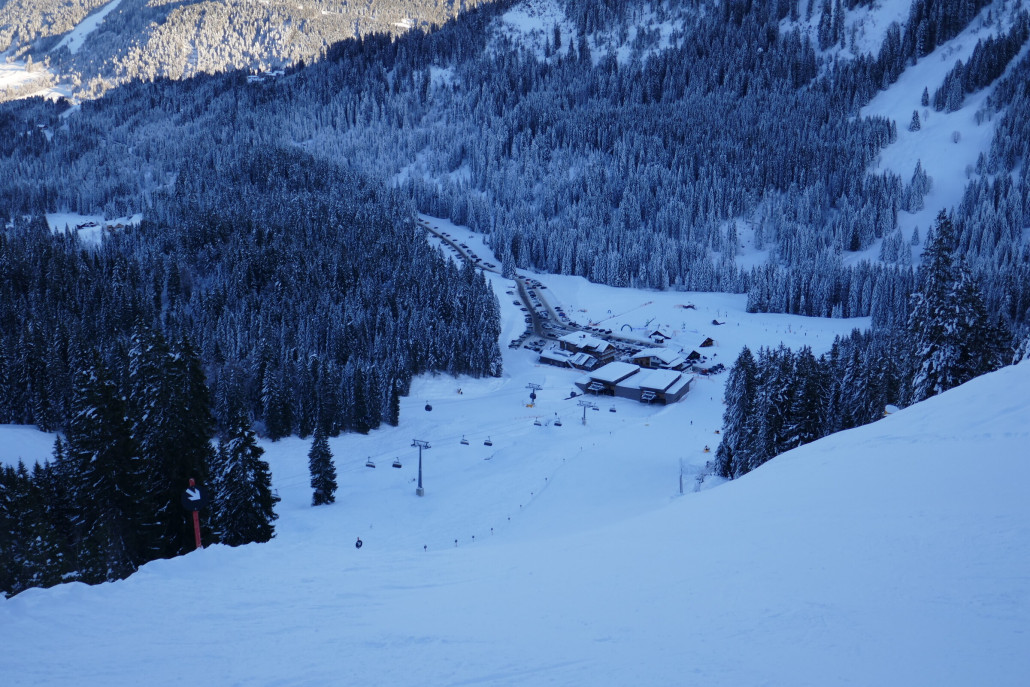 Steiler Schlusshang der Oympiaabfahrt