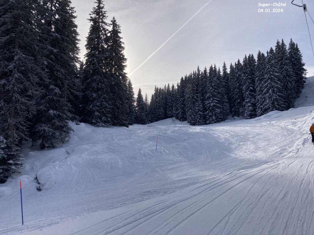 Teleski Chermeu und seine kleine Blaue im Wald.