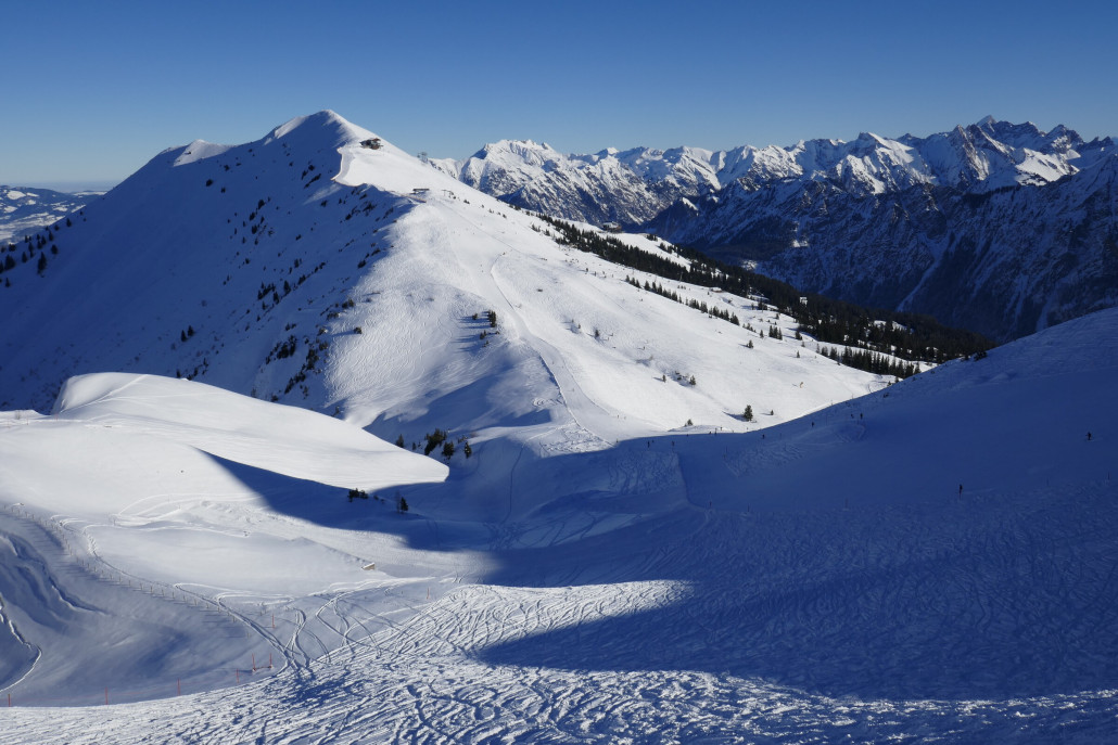 Oben an der Kanzelwand: Blick zum Fellhorn Gebiet