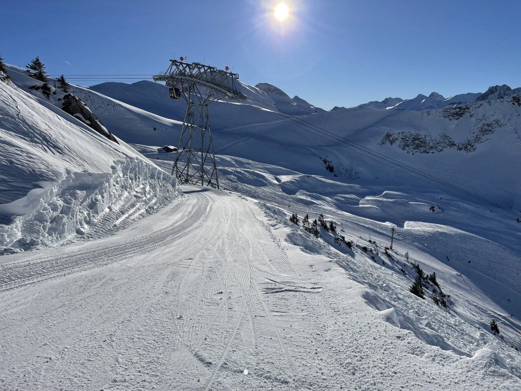 Nebelhorn classic skiroute Kurve vor Steilhang
