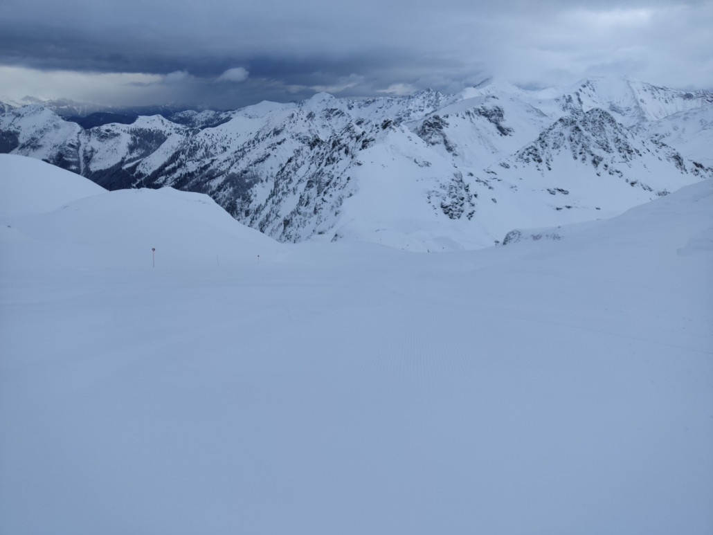 First Line an der Seekarspitz 5a, waren dann in der Spitze doch nur 69 Kmh, der Neuschnee war sehr langsam