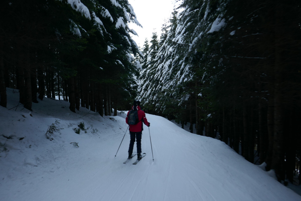 Auf dem Gleitweg nach Riezlern wird es schon dunkel