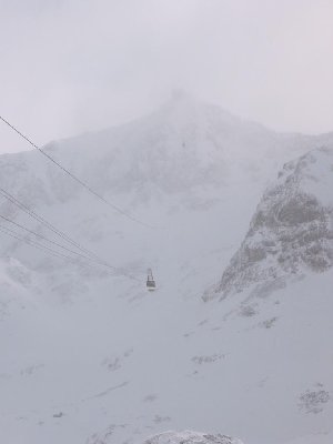 Zoom hinauf. Noch recht nebulös hier oben, also erst mal eine Abfahrt nach unten
