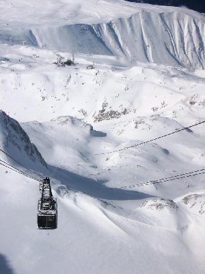 Die Kabine entschwebt talwärts
