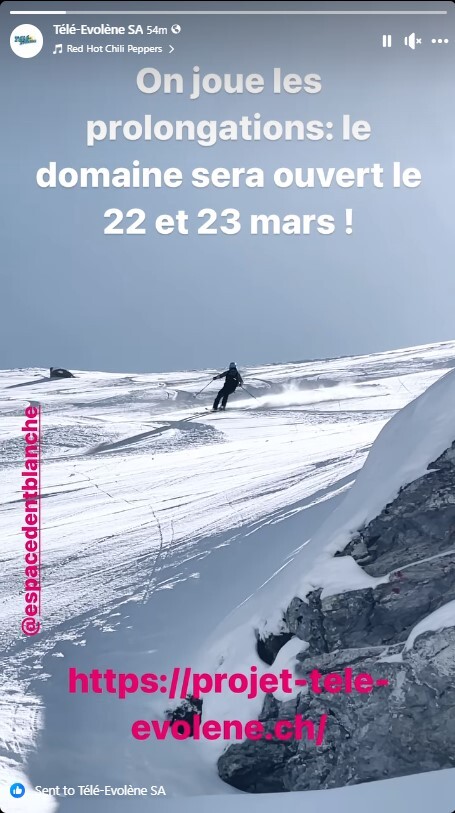 Facebook-storie von Télé-Evolène SA