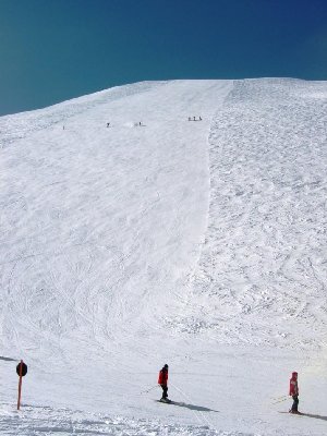 Das &amp;quot;Shangri La&amp;quot; für jeden Pistenfahrer: gewalzter Mega-Steilhang &amp;quot;Col de Cluy&amp;quot; am Nachmittag (!). Une pente de rêve...