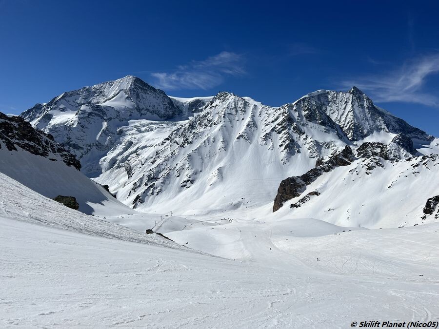 Piste Fontanesses 3 mit dem Pigne und dem Mt-Blanc de Cheilon