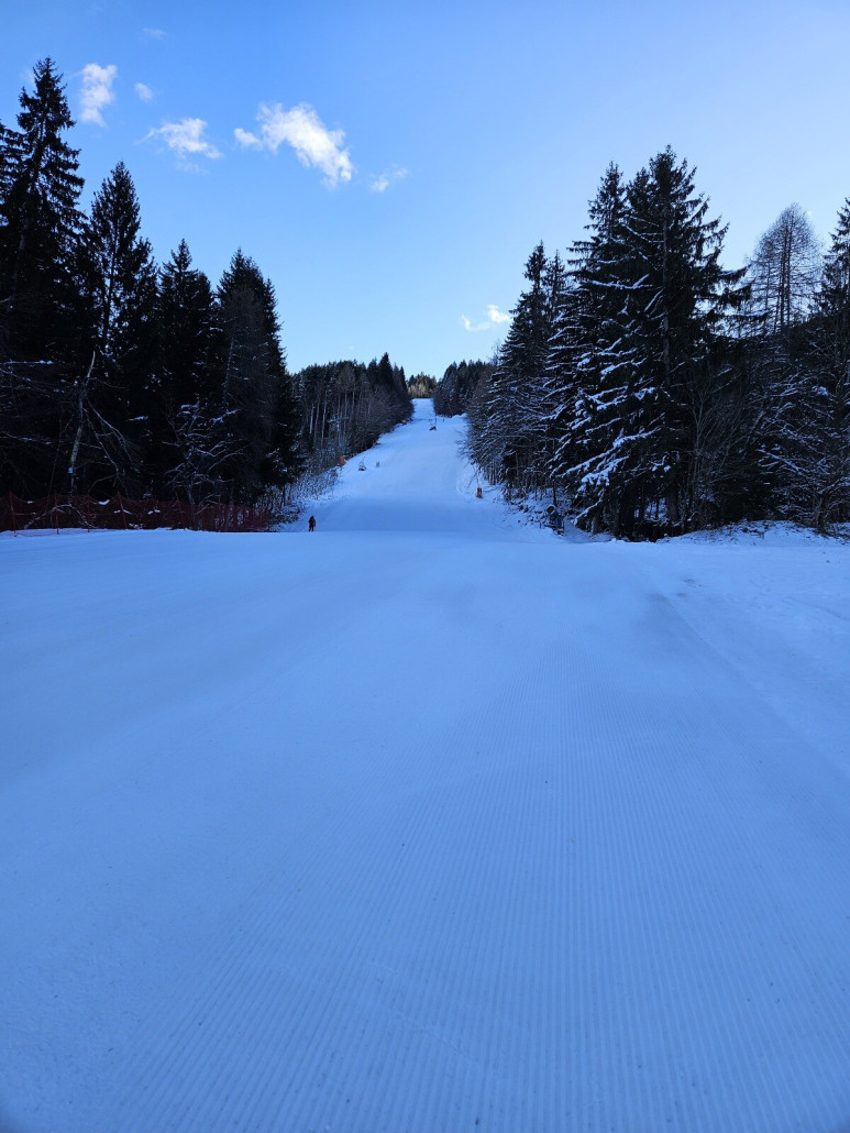 der vorletzte Hang der Talabfahrt im Rückblick