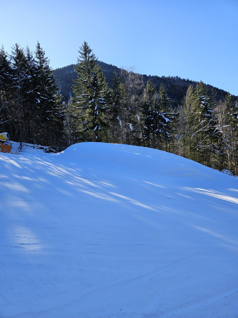 Schneedepot. Der hätte sich gerade im unteren Bereich der Talabfahrt auch gut gemacht...
