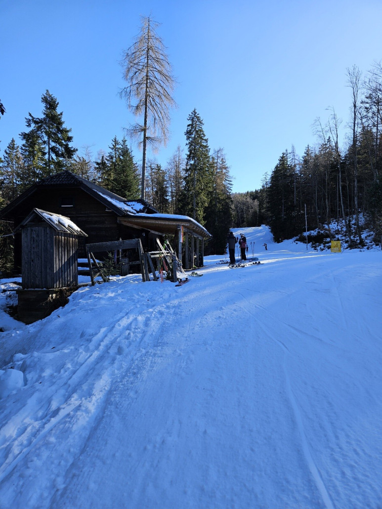 nette Hütte, ziemlich am Schluß der Talabfahrt