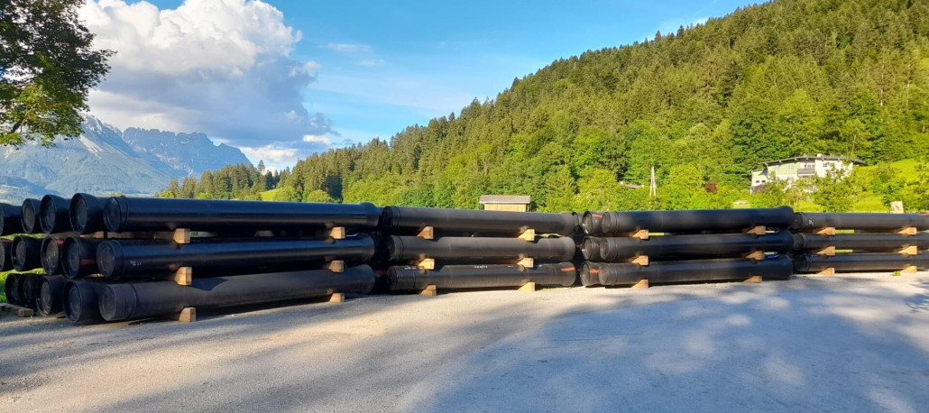 Rohre mit DM 500 für die Zuleitung zum Krafthaus