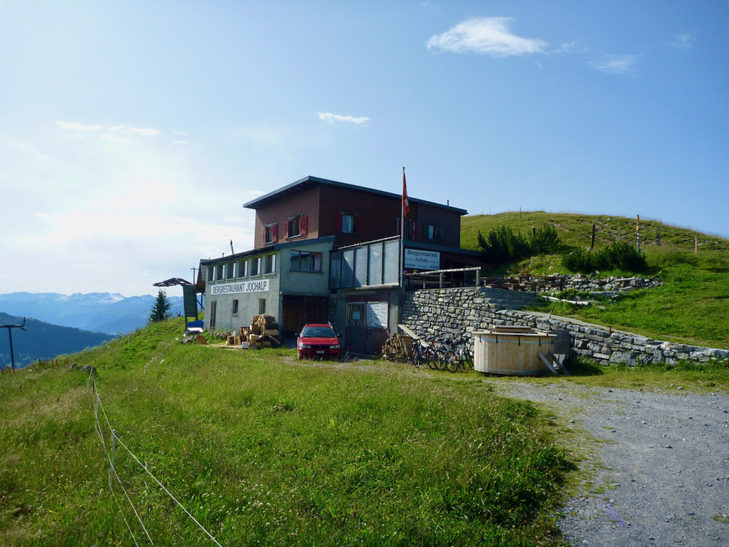 Das Bergrestaurant Jochalp zu aktiven Zeiten mit ehemaligem Trainerlift