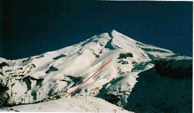 Skigebiet  mit Schlepper und Tow (rot)