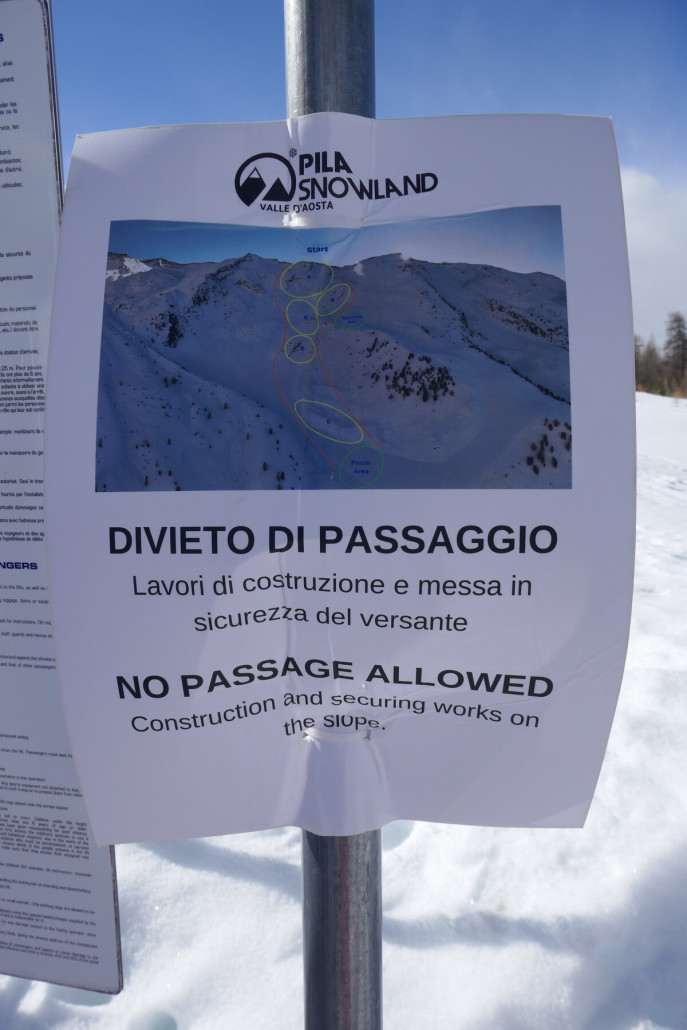 Die schwarzen direkten Pisten waren letzten Winter gesperrt, da dort bereits Hangsicherungsmaßnahmen stattgefunden haben.