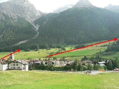 Trasse beider Lifte. Links der Kurze Tect rechts der Längere Zinols