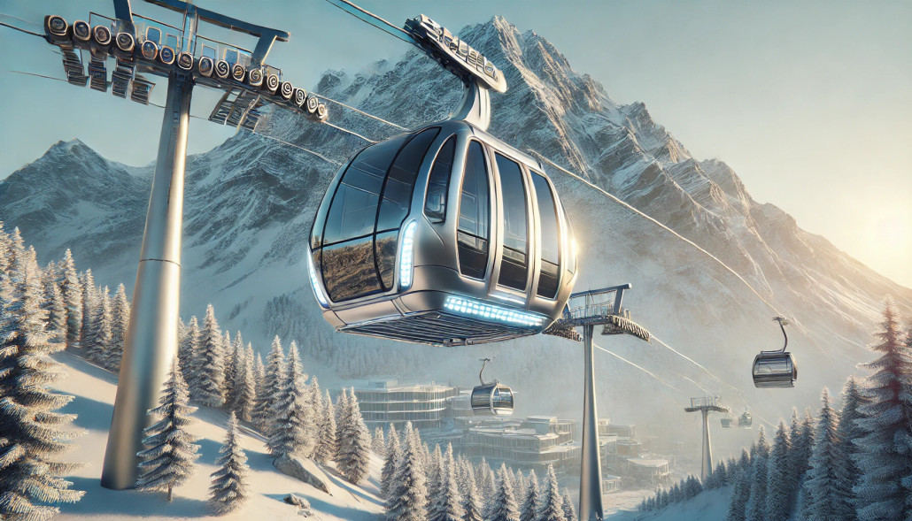 DALL·E 2024-12-19 13.02.55 - A photo-realistic depiction of a futuristic cable car gliding over a snowy mountain in winter. The cable car features a sleek, metallic design with gl.jpg