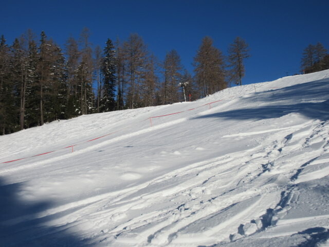 Hüttenliftpiste, hinter den Bäumen der 4-CLD Rifenal