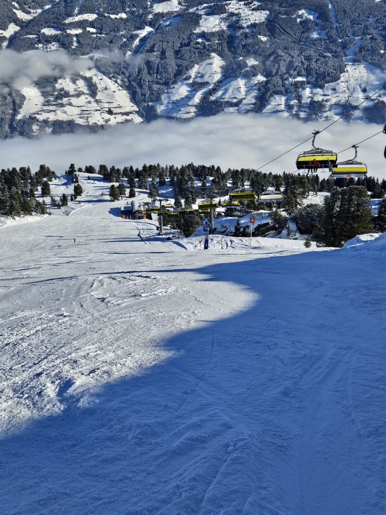 komplett leere Piste an der Kristallbahn, das hatte schon was..
