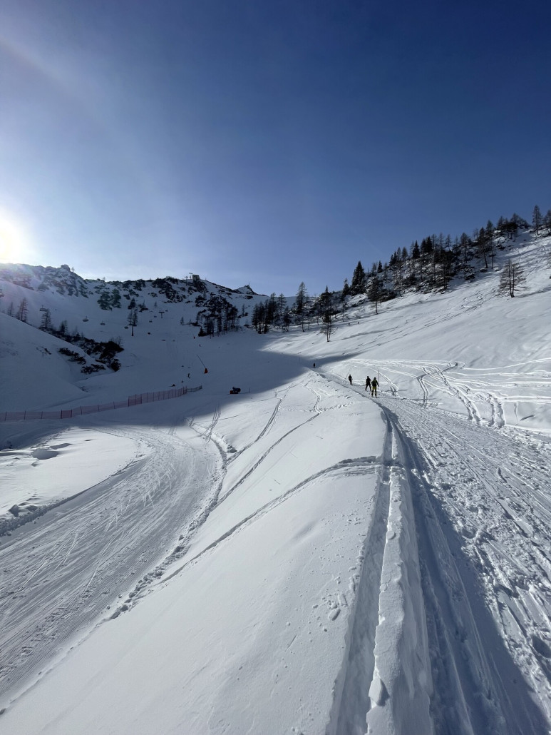 Rodelbahn und präparierter Weg